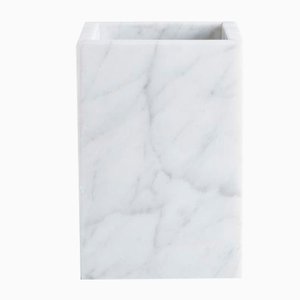 Quadratische Zahnbürste aus weißem Carrara Marmor von Fiammettav Home Collection