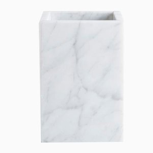 Squared White Carrara Marble Toothbrush Holder from Fiammettav Home Collection