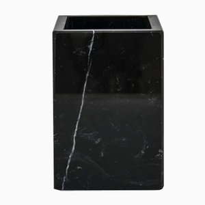 Portaspazzolino quadrato in vetro di Marquinia nero di Fiammettav Home Collection
