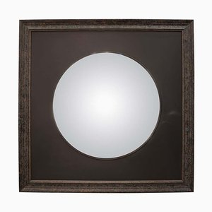 Black French Convex Mirror with Black Wooden Frame, France, 2008