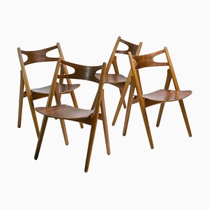 Chaises Sawbuck CH29 par Hans J. Wegner, Set de 4