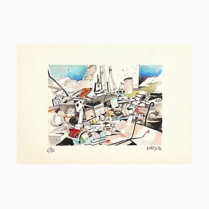 Giuseppe Megna - the Collapse - Original Lithograph - 1970s