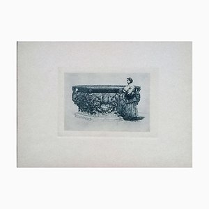 Luca Beltrami - Well of the Ducal Palace - Original Etching on Cardboard - 1877