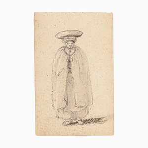 Inconnu - Homme avec Coiffure - Dessin au Plume Original - 1880s