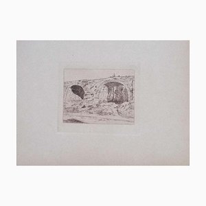 Gravure à l'Eau Forte sur Carton Luca Beltrami - Maintenon Aqueduc - 1877