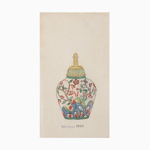 Gabriel Fourmaintraux - Porcelain Vase - Original China Ink and Watercolor