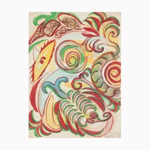 Jean Delpech - Composición abstracta - Acuarela sobre papel original - 1965