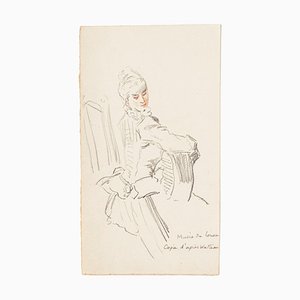 Inconnu - the Japanese - Original Pencil and Sanguine Drawing - 1880s