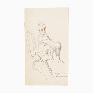 Unknown - the Japanese - Original Pencil and Sanguine Drawing - 1880er