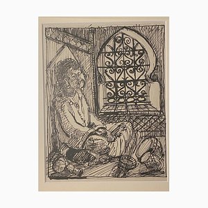 Helen Vogt - Interior In Morocco - Original Pencil and China Ink - 1950s