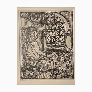 Helen Vogt - Interior In Morocco - Original Pencil and China Ink - 1950s