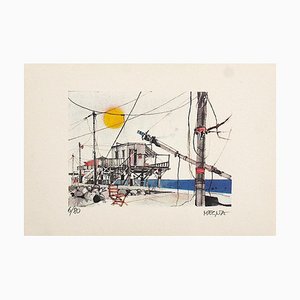 Joseph Megna - Networks In Fiumicino - Original Lithograph - 1970