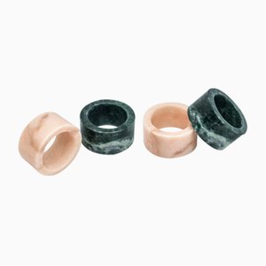 Napkin Rings In Pink and Green Marble by Fiammettav Home Collection, Set of 2