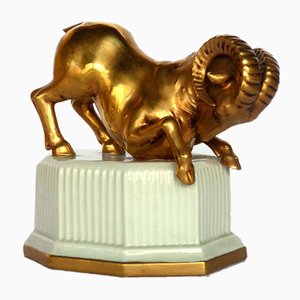 Estatua del zodiaco Aries italiana de porcelana de Carpiè para Capodimonte, años 60