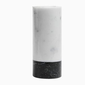 Zylindrische Vase aus weißem und schwarzem Marmor von Fiammettav Home Collection