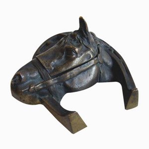 Escultura antigua de tintero en forma de caballo de bronce, principios de siglo XX