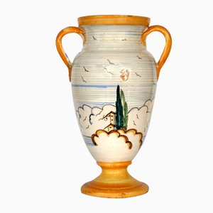 Jarrón italiano de cerámica Majolica de Novecento, años 30