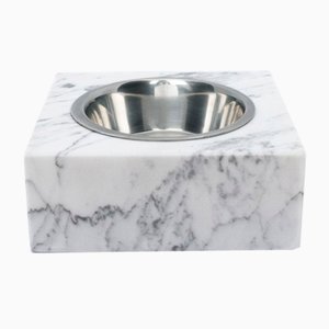 Ciotola per cani e gatti in marmo bianco e acciaio rimovibile di Fiammettav Home Collection