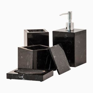 Black Marquina Marble Bathroom Set from Fiammettav Home Collection, Set of 4