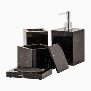 Juego de cuarto de baño de mármol Marquina negro de Fiammettav Home Collection