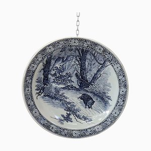 Vintage Blue & White Wall Plate from Delft, 1950s