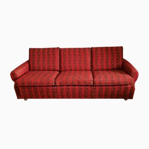 Rotes und Braunes Vintage Stoff Sofa, 1970er