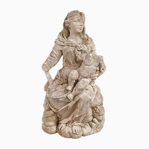 Sculpture en Pierre de Vierge à l'Enfant, 18ème Siècle
