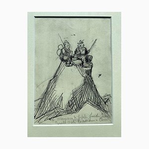 Gabriele Galantara - Pic Nic on Mountains Top - Dessin au Crayon et au Stylo - 1908