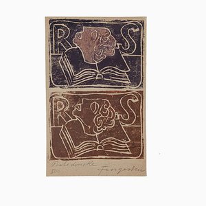Michel Fingesten - Ex Libris Rs - Original Woodcut - Early 20th Century