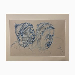 Helen Vogt - Figuren - Original Pastells on Paper - 1950er