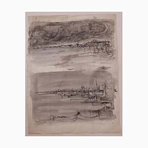 Rudolf Hausner - Landscape - Acuarela sobre papel original - Mid-20th Century