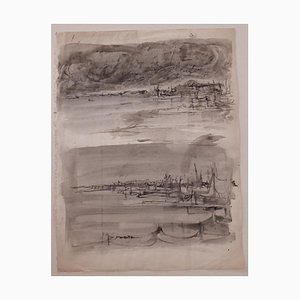 Rudolf Hausner - Landscape - Original Watercolor on Paper - Mid-20th Century
