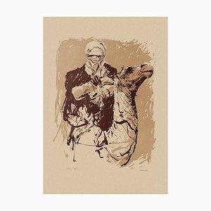 Lithographie Originale sur Carton Sergio Barletta - Camel Rider - 1980s