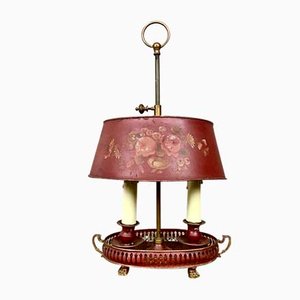 Lampe de Bureau Bouillotte Antique Début 20ème Peinte à la Main, France