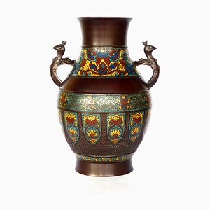 Japanese Enamel Vase, 1950s