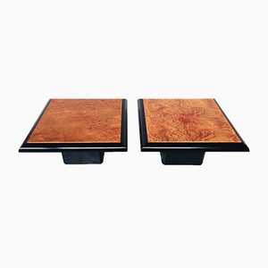 Modernist Italian Burl Wood Side Tables, 1980s, Set of 2