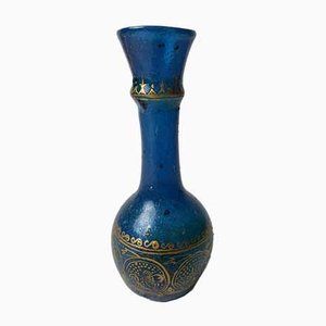 Blue & Gold Glass Vase, 1920s