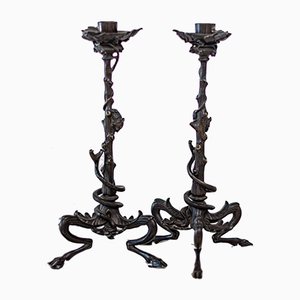 Bronze Candleholders by Victor Paillard, Set of 2