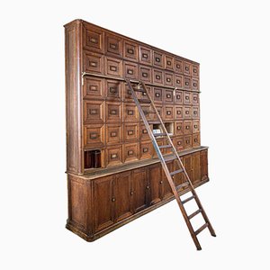 Large Solid Oak Notary Filing Cabinet, France, 1900s,