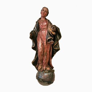 Baroque Polychrome Wooden Sculpture of the Immaculate, 18th Century
