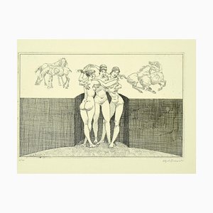 Alfredo Brasioli - Nude Women - Original Etching - Late 20th Century