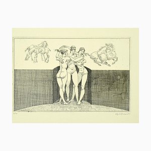 Alfredo Brasioli - Nude Women - Original Etching - Late 20th Century