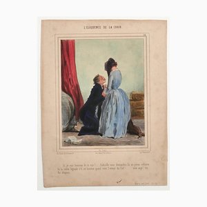 Litografia Paul Gavarni - L'éloquence de la Chair - Mid-19th Century