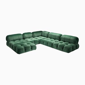 Camaleonda Modular Sofa in Pierre Frey Velvet Green Upholstery by Mario Bellini for B&B Italia / C&B Italia, 1970s, Set of 12