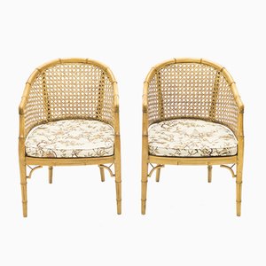 Bambus und Rattan Sessel, 1960er, 2er Set