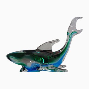 Tiburón italiano grande de cristal de Murano de Murano, años 60