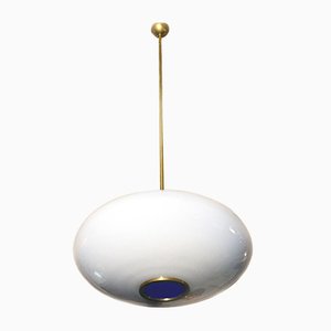 Mid-Century Blown Glass and Brass Ceiling Lamp from Stilnovo