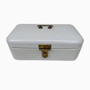Antike Emaille Weiße Lunchbox von Bing-Werke