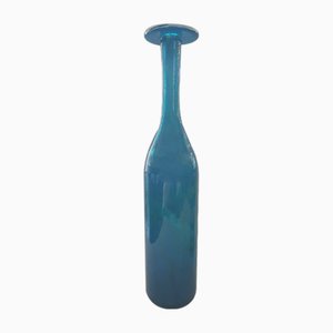Vaso a forma di bottiglia blu con decorazione Ming di Harris Michael per Mdina