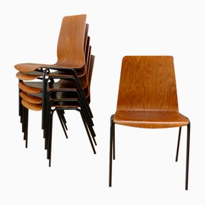 Plywood Dining Chairs from Rilsan, 1950s, Set of 6